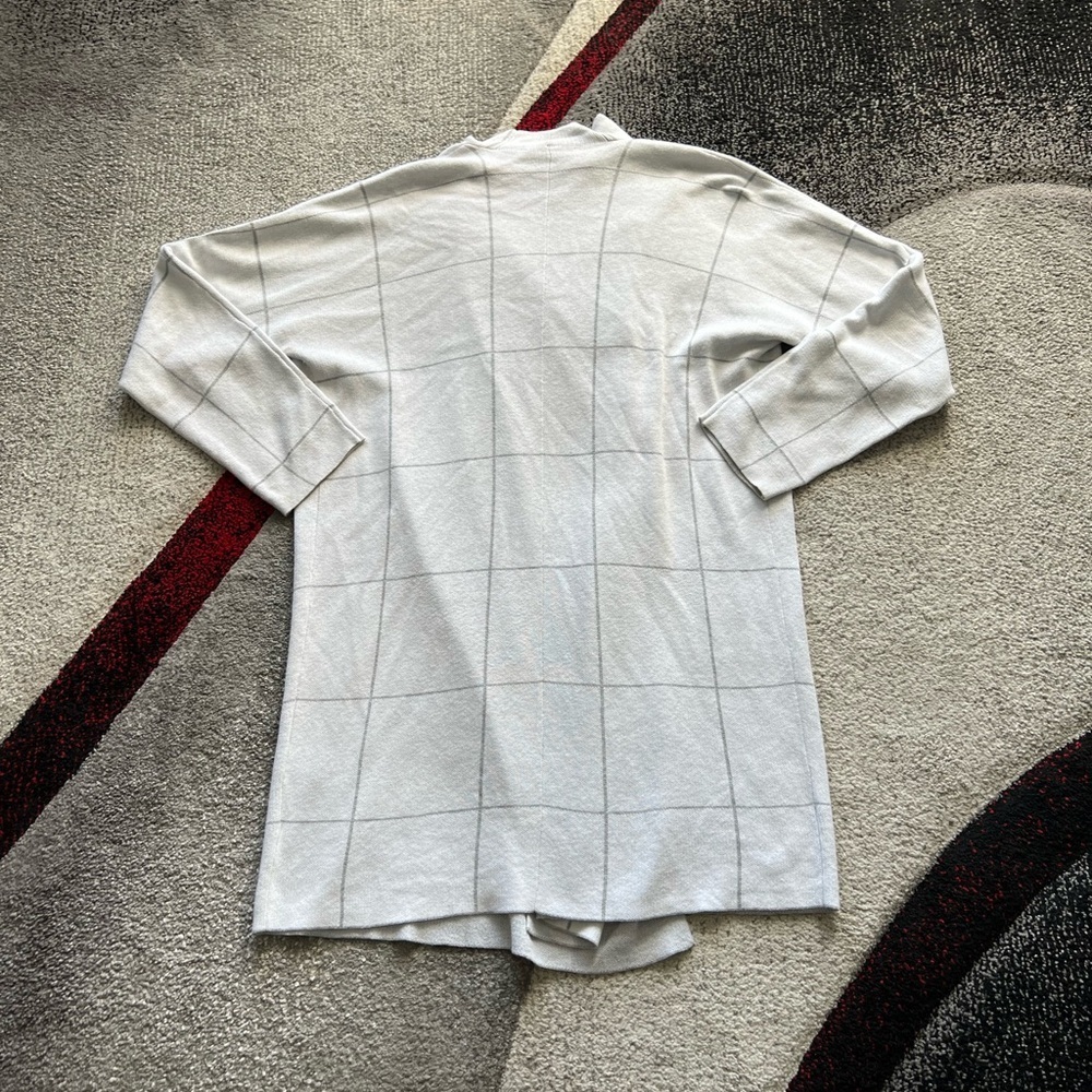 Eileen Fisher Gray Windowpane Print Open Front Lo… - image 3